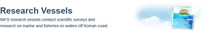 NIFS research vessels conduct scientific surveys and 
				research on marine and fisheries on waters off Korean coast.