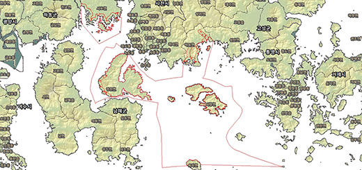 남해·통영II 수산자원보호구역경계 지도이미지