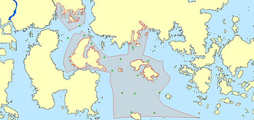남해&middot;통영II 조사지점 지도이미지